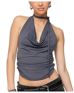 Двухсоставной топ-халтер с шарфом и капюшоном, серый Edikted