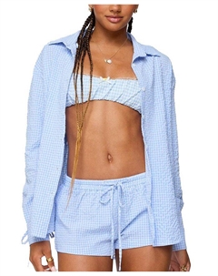 Лира Рубашка на пуговицах в клетку оверсайз, синий Edikted