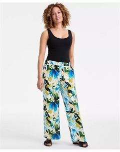 Женские брюки на резинке из сатина с принтом, мультиколор Jm collection