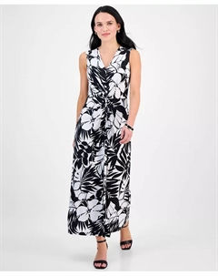 Миниатюрное платье без рукавов с V-образным вырезом и принтом, черный Connected