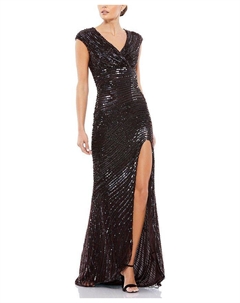 Вечернее платье с каплевидными рукавами и пайетками, коричневый Mac duggal