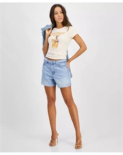 Женские укороченные джинсовые шорты миди свободного кроя, синий Guess