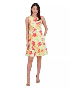 Маленькое платье без рукавов с принтом и круглым вырезом, зеленый Vince camuto