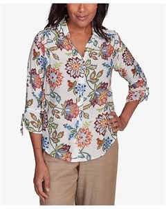 Женский летний топ Solstice Batik с цветочным принтом и застежкой на пуговицы, мультиколор Alfred dunner