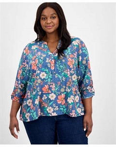 Туника с цветочным принтом Plus Size на запах, мультиколор Tommy hilfiger