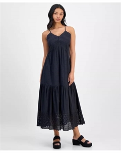 Женское хлопковое миди-платье с ажурной вставкой и открытой спиной, черный And now this