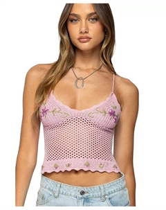 Женский ажурный топ Quince с вышивкой и открытой спиной, розовый Edikted