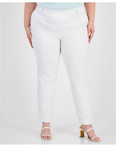 Плюс и Пети Плюс Брюки с контролем живота на резинке и зауженными штанинами, белый Jm collection