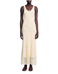 Рыбчатое платье макси без рукавов, слоновая кость/кремовый Sandro