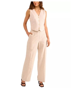 Женские брюки с высокой посадкой и широкими штанинами в полоску, коричневый/бежевый Vince camuto