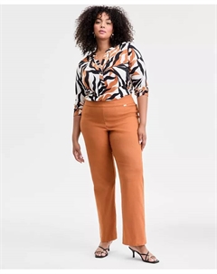 Прямые брюки мид-райз на резинке больших размеров, коричневый I.n.c. international concepts