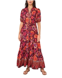 Многослойное макси-платье с пышными рукавами, мультиколор Vince camuto