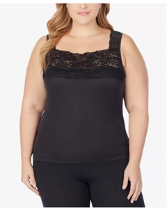Плюс сайз майка SofTech с кружевными деталями и эластичной тканью, черный Cuddl duds