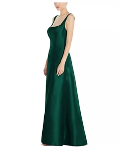 Женское платье принцесса без рукавов с квадратным вырезом и карманами, зеленый Alfred sung