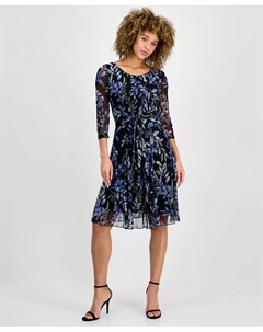 Платье миди из шифона с принтом и завязкой спереди (размер Petite), мультиколор Connected