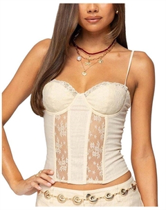 "Авенa" корсет кружевной с эффектом льна, слоновая кость/кремовый Edikted