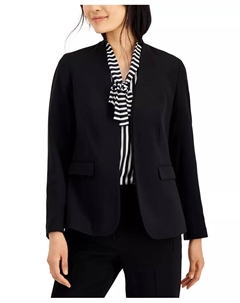 Женский безворотник пиджак с открытой застежкой, черный Bar iii
