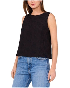 Блузка без рукавов с круглым вырезом, черный Vince camuto