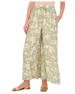 Женские брюки на резинке с широкими штанинами и принтом "лоза", зеленый Vince camuto