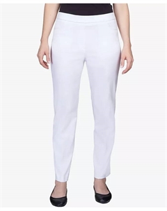 Классические брюки прямого кроя с контролем живота на резинке, размеры Petite и Petite Short, белый Alfred dunner