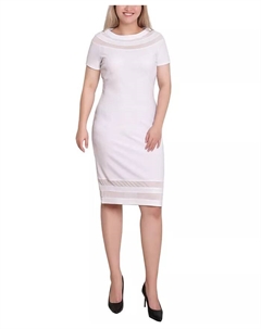 Маленькое платье с короткими рукавами и сетчатыми вставками, белый Ny collection