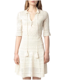 Платье вязаное ажурное Memphisa, слоновая кость/кремовый Zadig&voltaire