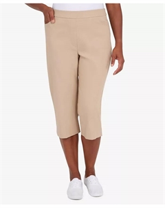 Укороченные классические брюки-кюлоты Petite Classic Allure Super Stretch Pull-On Clam Digger, коричневый/бежевый Alfred dunner