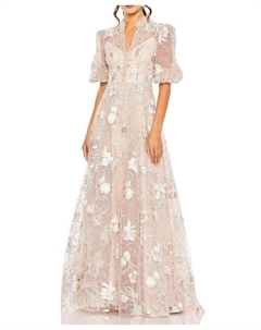 Платье с рукавами-фонариками и силуэтом "трапеция" Queen Anne, розовый Mac duggal