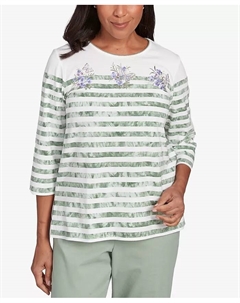 Женская блузка Santa Fe с тай-дай полосками и вышивкой, с круглым вырезом, мультиколор Alfred dunner