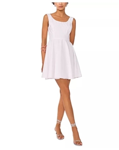 Женское мини-платье из хлопка с ажурной вышивкой, белый 1.state