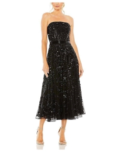 Бесплечее платье фасона "А-силуэт" с декоративными элементами, черный Mac duggal