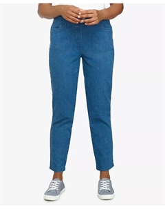 Узкие джинсы прямого кроя на средней посадке с поясом на резинке, размеры Petite и Petite Short, синий Alfred dunner