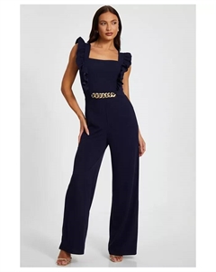 Женский комбинезон Scuba Crepe с цепочкой и рюшами спереди, синий Quiz