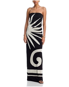 Дафна Принтованное Трубчатое Платье - Эксклюзив, черный Cala de la cruz