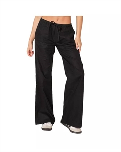 Женские брюки прямого кроя Maison из льна, черный Edikted