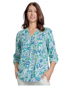 Женская укороченная туника с V-образным вырезом и рукавом 3/4, мультиколор Jones new york