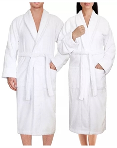 Легкий плюшевый халат с воротником-шалью, белый American soft linen