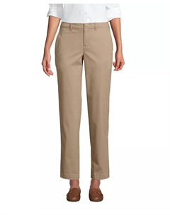 Женские чинос-брюки Mid Rise Classic Straight Leg с укороченным штанином, коричневый/бежевый Lands' end