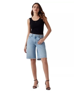 Женские шорты Kai с высокой посадкой, широкие, с необработанным краем, синий Guess