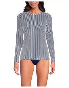 Женский длинный рашгард с защитой от солнца UPF 50 и свободным кроем, синий Lands' end