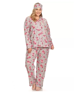 Пижамный комплект из 3 предметов Plus Size, серебряный White mark