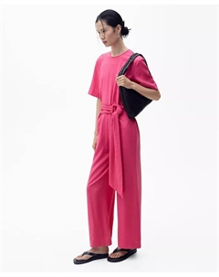 Женский комбинезон прямого кроя с короткими рукавами, розовый Mango