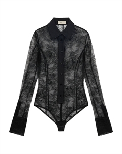 Рубашка-боди с кружевными вставками, черный Blumarine