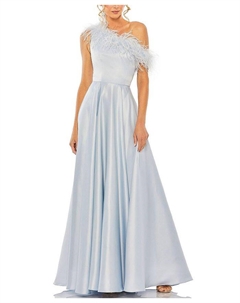 Платье-футляр с одним плечом и перьями, синий Mac duggal