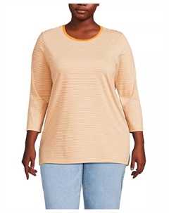 Туника из хлопка Supima с рукавом 3/4, plus size, оранжевый Lands' end