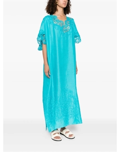 Льняное платье с кружевной отделкой, синий Ermanno scervino