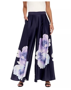 Женские брюки-клеш с плиссировкой из цветного сатина, синий Muse