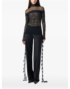 Кружевной топ с высоким воротником, черный Blumarine