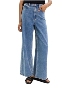 Джинсы с высокой талией и широкими штанинами Ice Blue из хлопкового материала, синий Theory