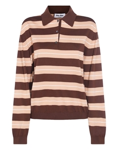 Полосатый топ-поло, коричневый Miu miu